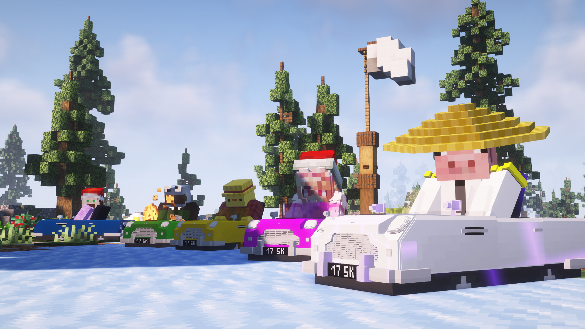 Minecraft ice boat racing background